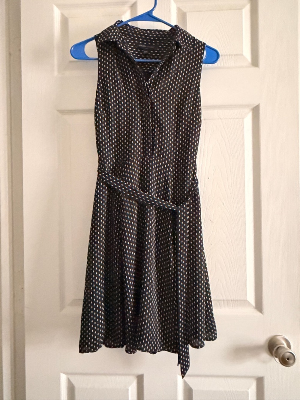 Banana Republic Black Sleeveless Polka Dot Midi Dress